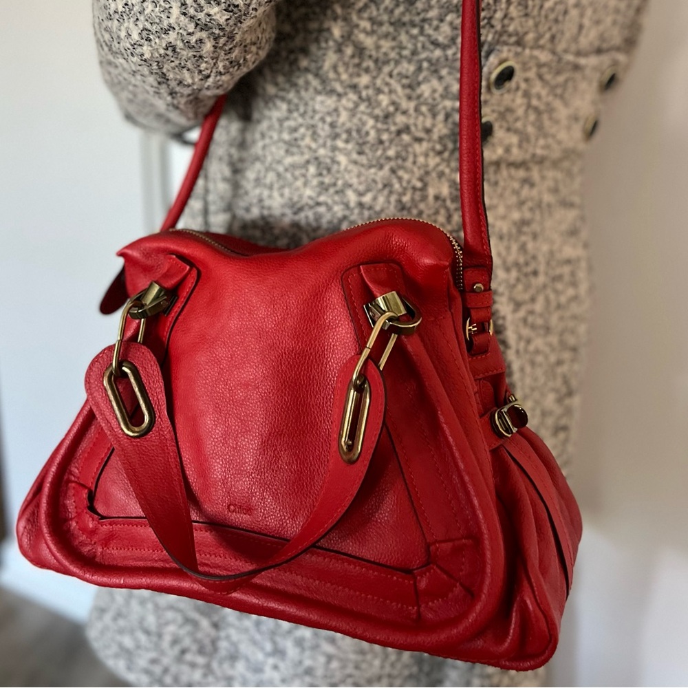 Chloe Plaid Red Shoulder Purse. 8HS891-043. Brand New.